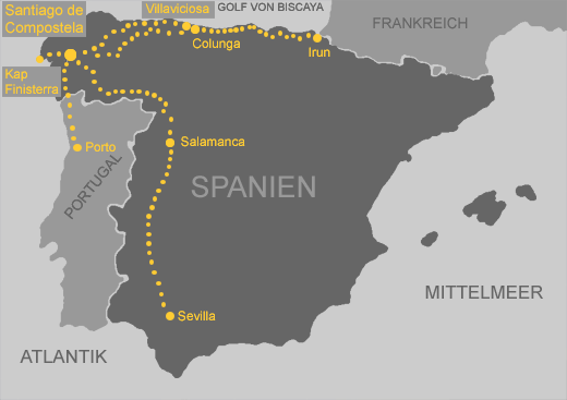 Spanienkarte - Touren 1999 bis 2009