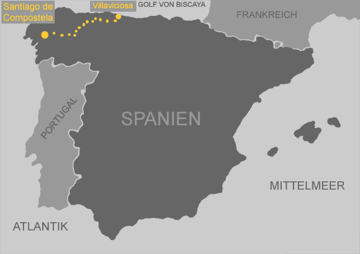 Spanienkarte - Tour 2004